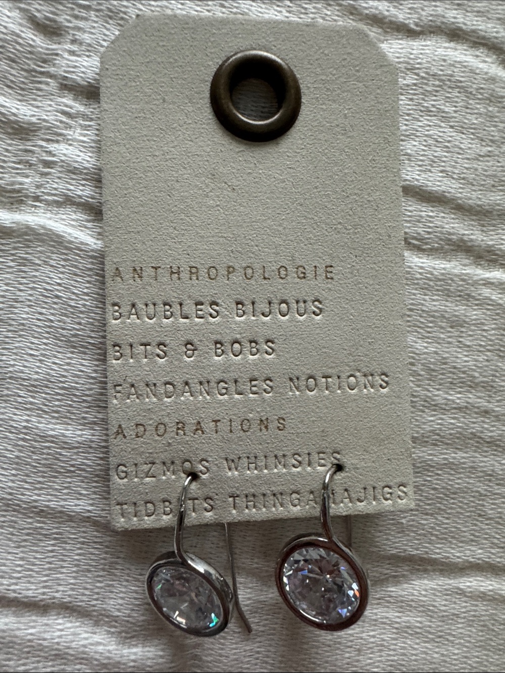 Anthropologie NWT Crystal Drop Earrings - Clear/Silver, 3/4” Drop